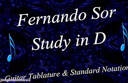 Fernando Sor: étude de guitare classique en ré - en notation standard et tablature de guitare