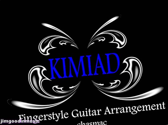 Kimiad: „Fingerstyle“ gitaros išdėstymas standartinėmis notomis, gitaros skirtukas ir garso įrašas
