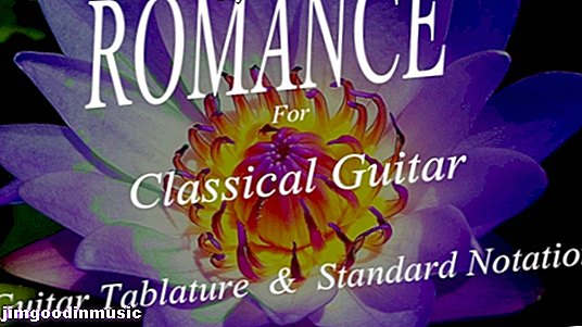 „Romantika“ („Romanza“): Klasikinis gitaros išdėstymas gitarų skirtuke ir standartinės notacijos