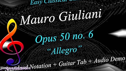 Helppo klassinen kitara Giulianin "Allegro" -Opus 50 no.6 Guitar Tab -lehdessä, vakiomerkinnät ja ääni