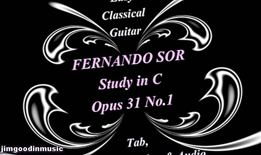 쉬운 클래식 기타 : Fernando Sor— "C의 연구 No.1"탭의 Opus 31 및 오디오를 사용한 표기법