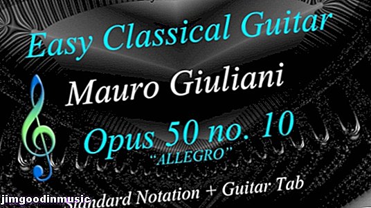 Лака класична гитара: Опус 50 но.10 (Аллегро) Мауро Гиулиани у табулатору, стандардној нотацији и звуку