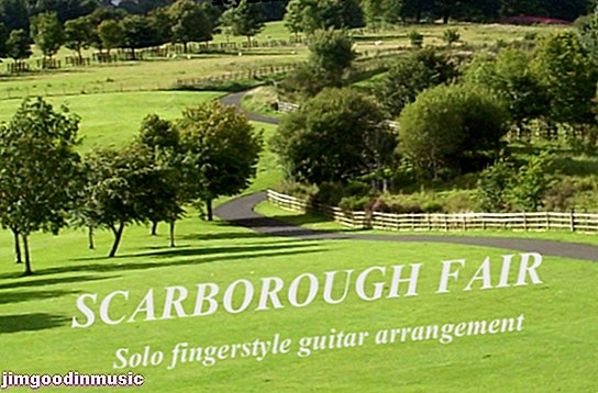 „Scarborough“ mugė: „Fingerstyle“ gitaros išdėstymas notacijose, skirtukuose ir garso įraše