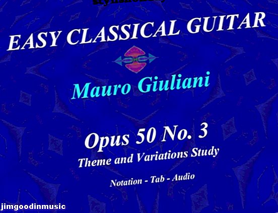Ľahká klasická gitara od Giuliani: "Opus 50 č. 3" v štandardnej notácii a gitarovej karte so zvukom