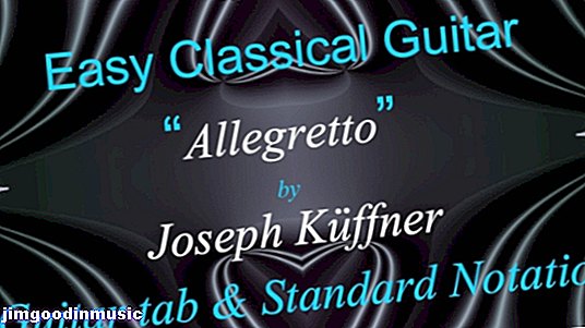 Helppo klassinen kitara: J. Küffnerin "Allegretto" Kitara-välilehdessä, vakiomerkinnät ja ääni